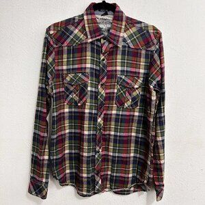Desigual Men's Plaid Flannel Shirt Size‎ M Regular Fit Button Cotton Long Sleeve
